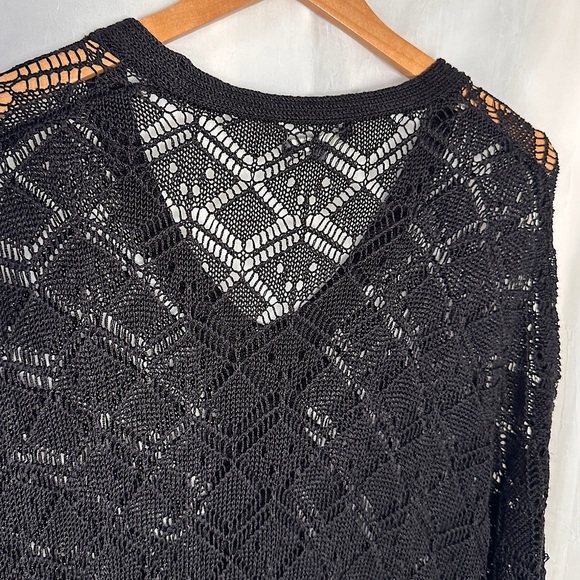3/$20 💥 Matty M Black Crochet Knit Flowy Kimono Sleeve Kaftan Dress - Picture 15 of 16